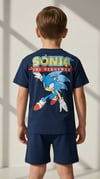 Erkek Çocuk Sonic Tasarımlı Penye Şort Takım