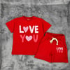 Kız Çocuk Kalp Kabartmalı Love Penye Şort Takım