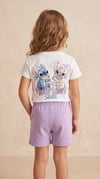 Kız Çocuk Stitch Tasarımlı Penye Şort Takım