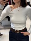 Asimetrik Omuz Toka Detay Triko EKRU