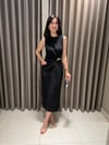 Beli Drapeli Toka Detay Midi Elbise SİYAH