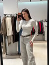 Bisiklet Yaka Parmak Geçmeli GRİ
