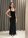 Dantel Detay Kalın Askılı Elbise SİYAH