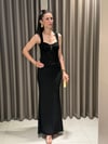 Dantel Detay Kalın Askılı Elbise SİYAH