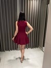 Kalın Askılı Mini Elbise BORDO