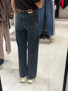 Kemerli Eskitme Jean LACİVERT