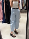 Kemerli Keten Havuç Pantolon BEBE MAVİ