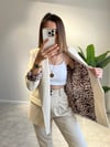 LEOPAR ASTARLI KETEN BLAZER CEKET
