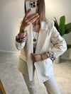 LEOPAR ASTARLI KETEN BLAZER CEKET