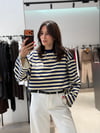 New York Çizgili Sweat MAVİ