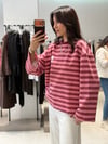 New York Çizgili Sweat PEMBE