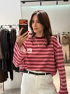 New York Çizgili Sweat PEMBE