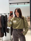 New York Çizgili Sweat YEŞİL