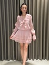 Önü Bağlamalı Şİfon Mini Elbise PEMBE