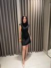 Önü Düğmeli Mini Elbise SİYAH