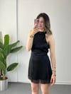 Parlak Siyah Mini Elbise
