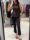 Volan Detay Askılı Bluz KAHVE
