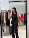 Volan Detay Askılı Bluz SİYAH