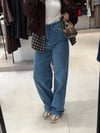 Yüksek Bel Wideleg Jean ORTA MAVİ