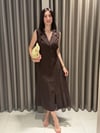 Zr Model Beli Lastikli Tensel Midi Elbise KAHVE