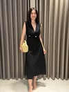 Zr Model Beli Lastikli Tensel Midi Elbise SİYAH