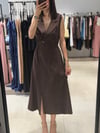Zr Model Beli Lastikli Tensel Midi Elbise KAHVE