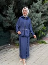 MİSSEMRAMİS FERMUAR YAKALI ETEKLİ TAKIM LACİVERT 