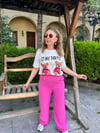 BELİ LASTİKLİ PEMBE PANTOLON