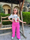 BELİ LASTİKLİ PEMBE PANTOLON