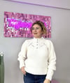 BEYAZ SELANİK BALON KOL DÜĞMELİ KAZAK
