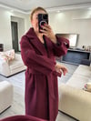 BORDO KOL DETAYLI KUŞAKLI KABAN