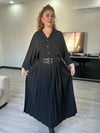 ÇİFT KEMERLİ YANDAN YIRTMAÇLI KREP ETEK
