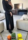 ÇİFT KEMERLİ YANDAN YIRTMAÇLI KREP ETEK