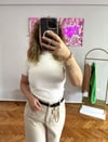 KISA KOLLU FİTİLLİ BEYAZ TRİKO