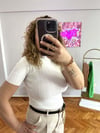 KISA KOLLU FİTİLLİ BEYAZ TRİKO