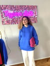 MAVİ ÇITÇITLI KAPŞONLU SWEATSHIRT