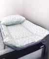Bebek Özel Pamuk Park Beşik Alt Açma Minderi Ve Bebek / Çocuk Yastığı Yeşil Ay Yıldızlı