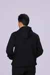  Erkek Siyah Regular Fit Pamuklu Kapüşonlu Baskılı Sweatshirt