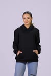  Kadın Siyah Regular Fit Pamuklu Kapüşonlu  Sweatshirt