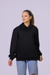  Kadın Siyah Regular Fit Pamuklu Kapüşonlu  Sweatshirt
