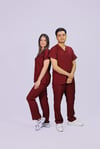 Bordo Dara Takım Lüks Likrali Klasik Unisex Orjinal Paça Cerrahi Üniforma Takım 