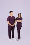 Mürdüm  Lüks Likrali Klasik Unisex Overlock Paça Cerrahi Üniforma Takım