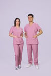 Pembe  Dara Takım Lüks Likrali Klasik Unisex Orjinal Paça Cerrahi Üniforma Takım 