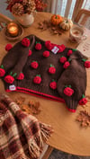 Cozy Brown Red Rose Sweater