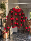 Cozy Brown Red Rose Sweater