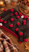 Cozy Brown Red Rose Sweater