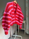 Pink/Red Striped Cardigan