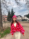 Pink/Red Striped Cardigan