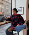 Romantic Navy Blue Red Rose Sweater