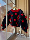 Romantic Navy Blue Red Rose Sweater